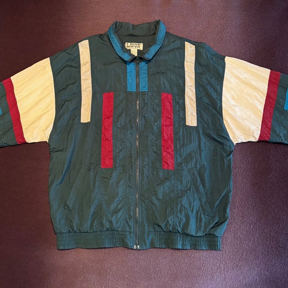 Lavon Vintage Windbreaker Jacket | Green Colorblock